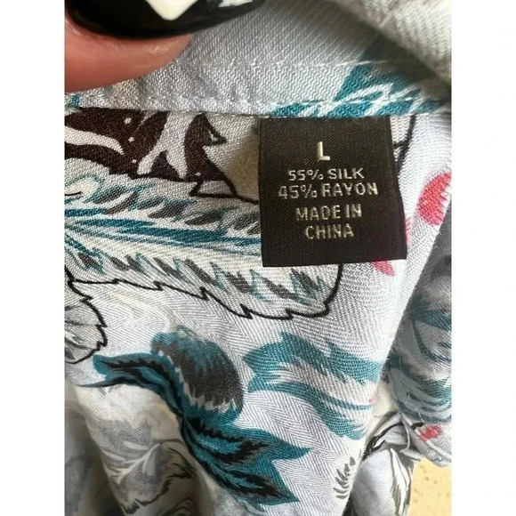 Tasso Elba short sleeve button up paisly design silk blend size large - Picture 6 of 6